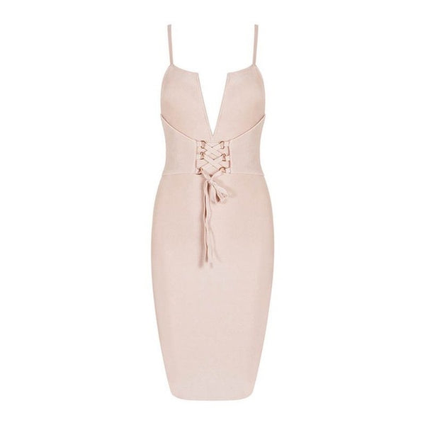 Mia Corset Accent Bandage Dress - White, Apricot Blush, or Red - Daily Chic