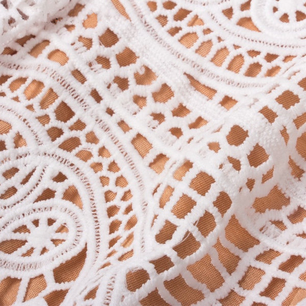 Gia Lace Dress - White + Nude - Daily Chic