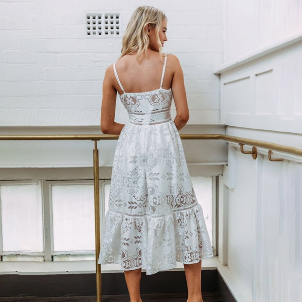 Sophie Lace Dress - White or Blush - Daily Chic