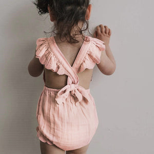 Vivian Ruffle Onesie Romper - Pink, White, or Coffee - Daily Chic