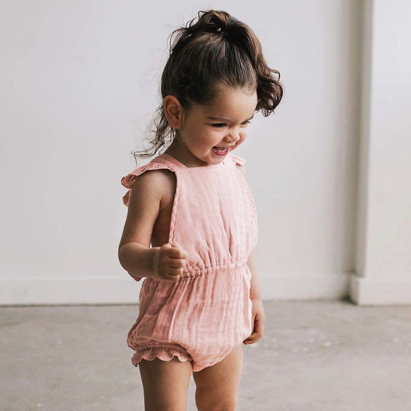 Vivian Ruffle Onesie Romper - Pink, White, or Coffee - Daily Chic