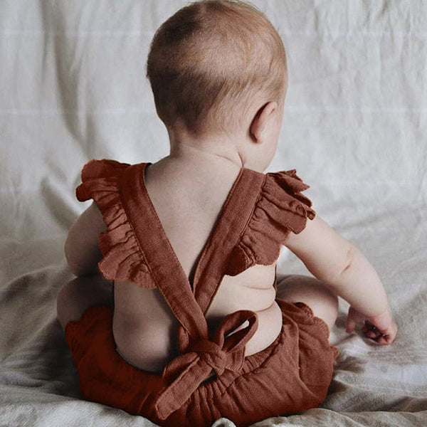 Vivian Ruffle Onesie Romper - Pink, White, or Coffee - Daily Chic