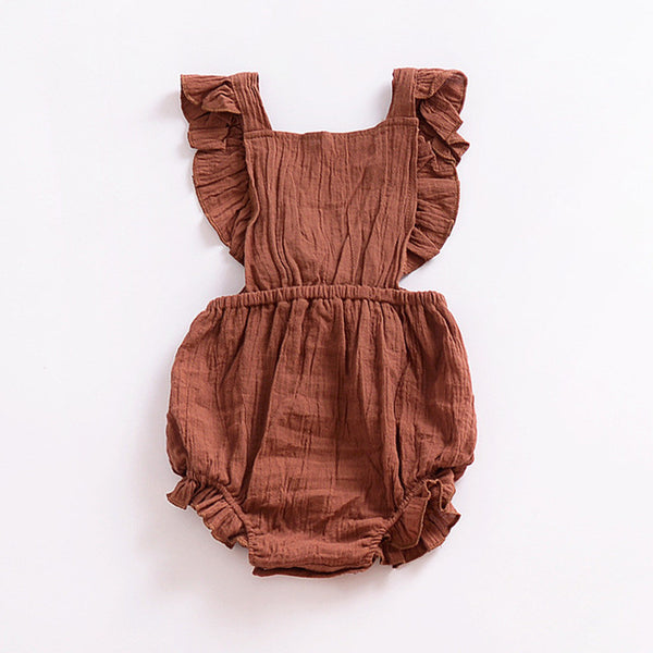 Vivian Ruffle Onesie Romper - Pink, White, or Coffee - Daily Chic