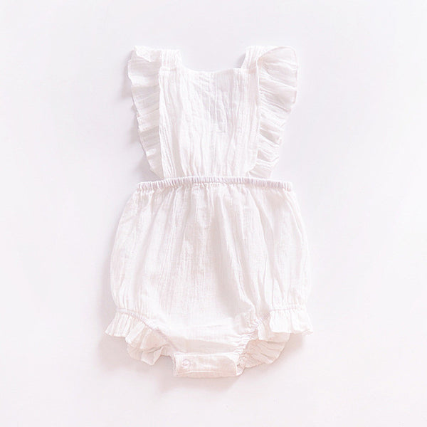 Vivian Ruffle Onesie Romper - Pink, White, or Coffee - Daily Chic