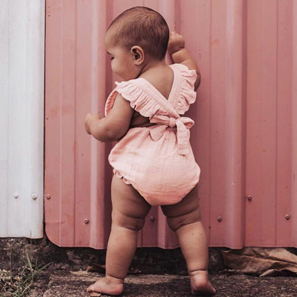 Vivian Ruffle Onesie Romper - Pink, White, or Coffee - Daily Chic